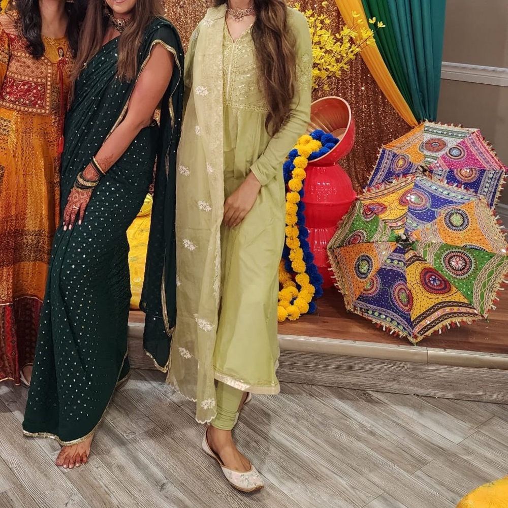 Green Embroidered Anarkali suit